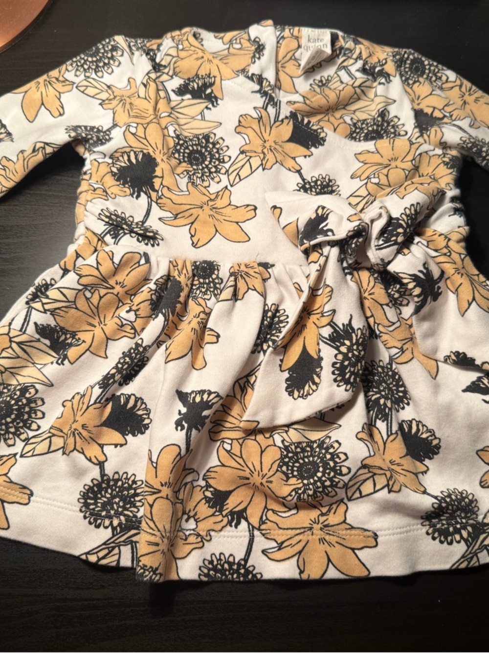 kate quinn White Floral Casual Dress with Mustard and Black Print